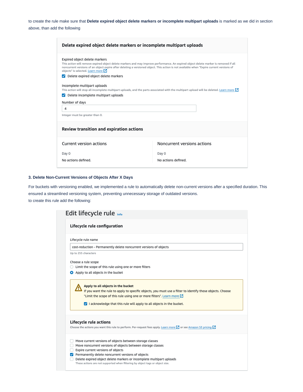 Lifecycle Rule Actions